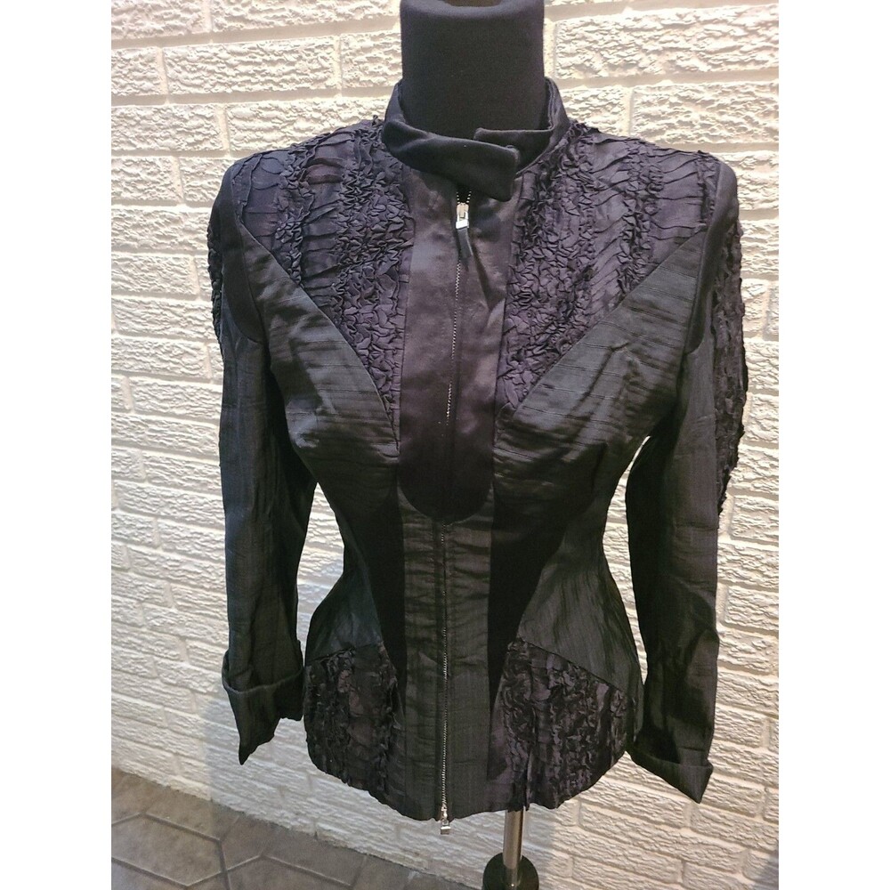 RARE ALEXANDER MCQUEEN BLACK JACKET 8 100%silk made in italy nwt